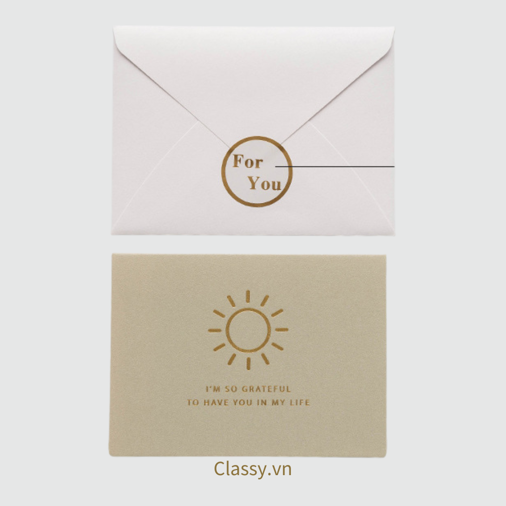 Thiệp Cổ điển Vintage Classy in họa tiết hoa nhí giấy art sang trọng kèm phong bì giấy kraft nâu Q724