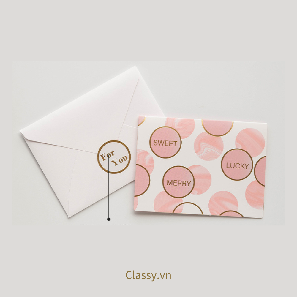 Thiệp Cổ điển Vintage Classy in họa tiết hoa nhí giấy art sang trọng kèm phong bì giấy kraft nâu Q724