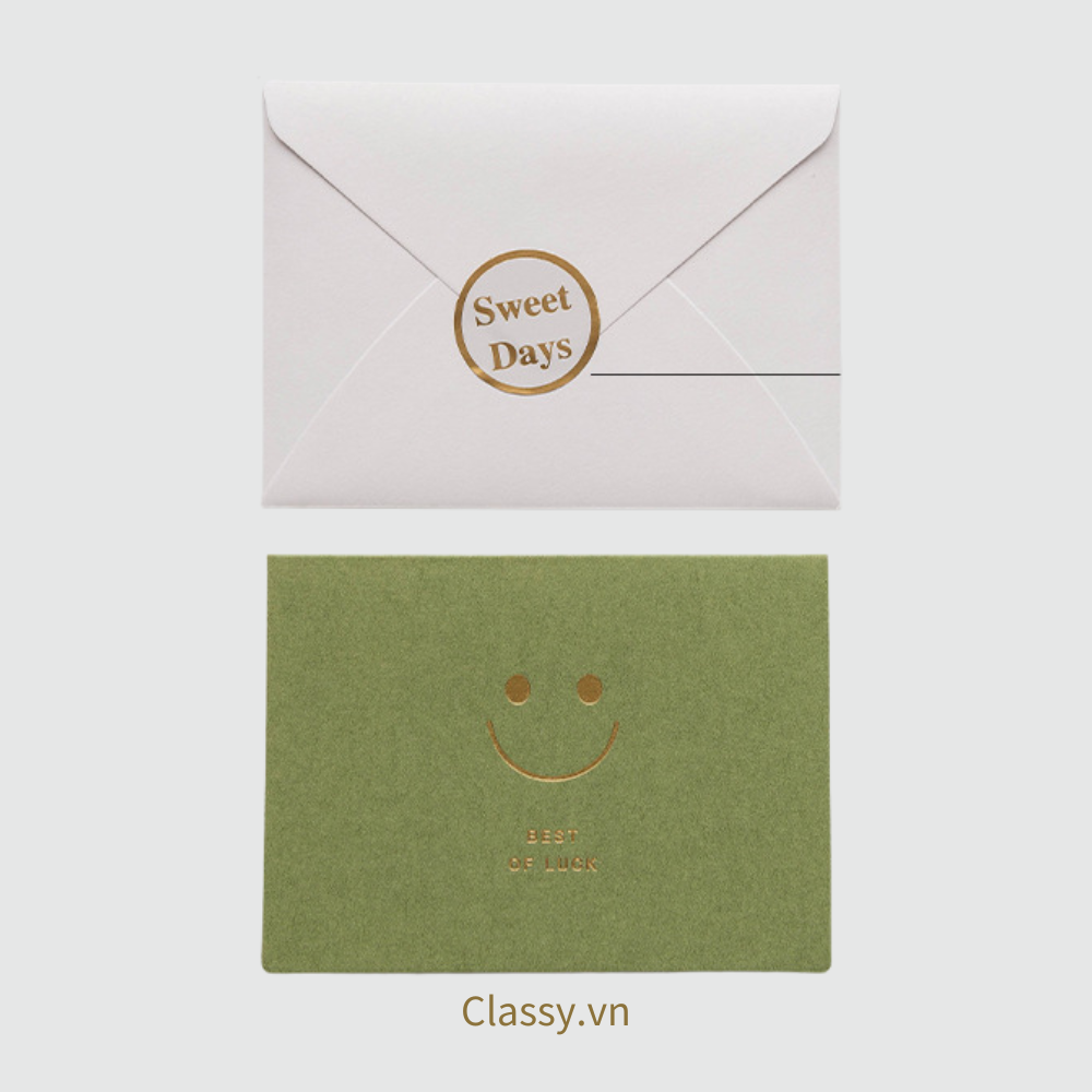 Thiệp Cổ điển Vintage Classy in họa tiết hoa nhí giấy art sang trọng kèm phong bì giấy kraft nâu Q724