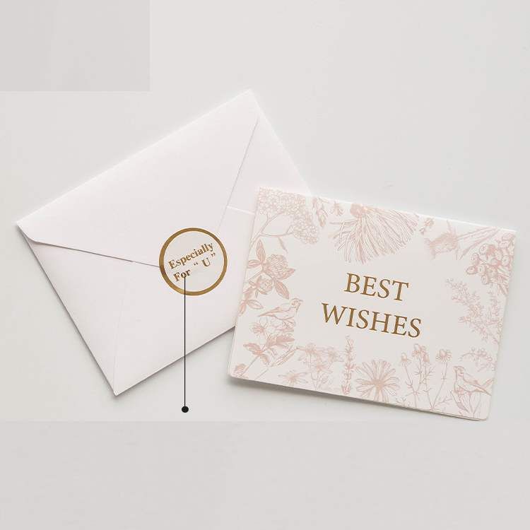 Thiệp Cổ điển Vintage Classy in họa tiết hoa nhí giấy art sang trọng kèm phong bì giấy kraft nâu Q724