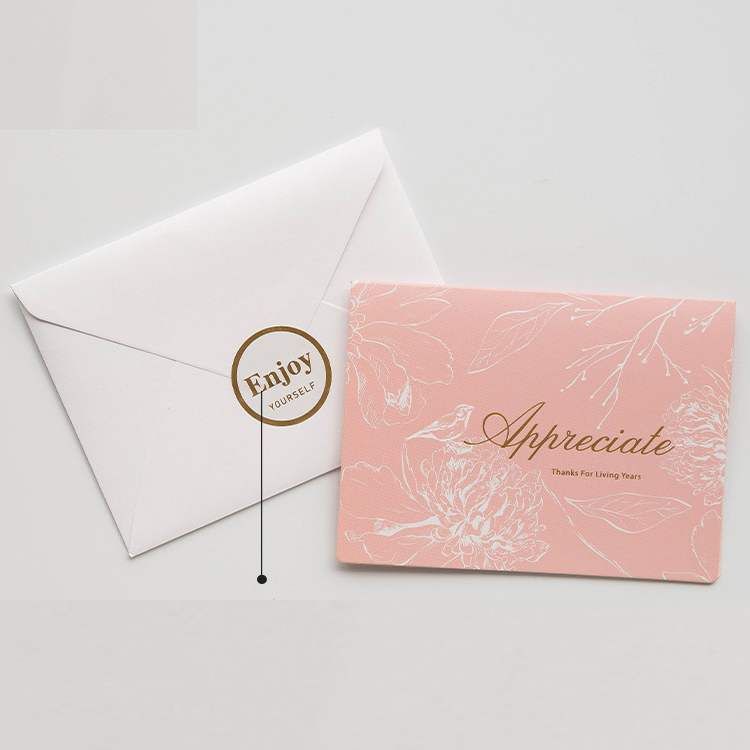 Thiệp Cổ điển Vintage Classy in họa tiết hoa nhí giấy art sang trọng kèm phong bì giấy kraft nâu Q724