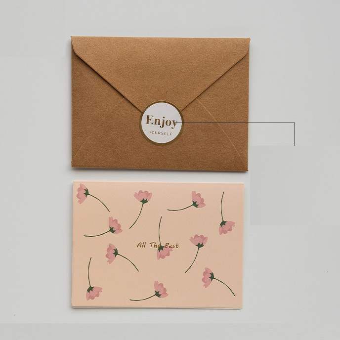 Thiệp Cổ điển Vintage Classy in họa tiết hoa nhí giấy art sang trọng kèm phong bì giấy kraft nâu Q724