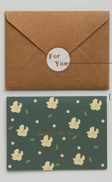 Thiệp Cổ điển Vintage Classy in họa tiết hoa nhí giấy art sang trọng kèm phong bì giấy kraft nâu Q724