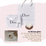  (KÈM RUY BĂNG, GIẤY LÓT) Hộp quà màu trắng đựng son môi/nước hoa in chữ DIOR, CHANEL,YSL, HERMES 