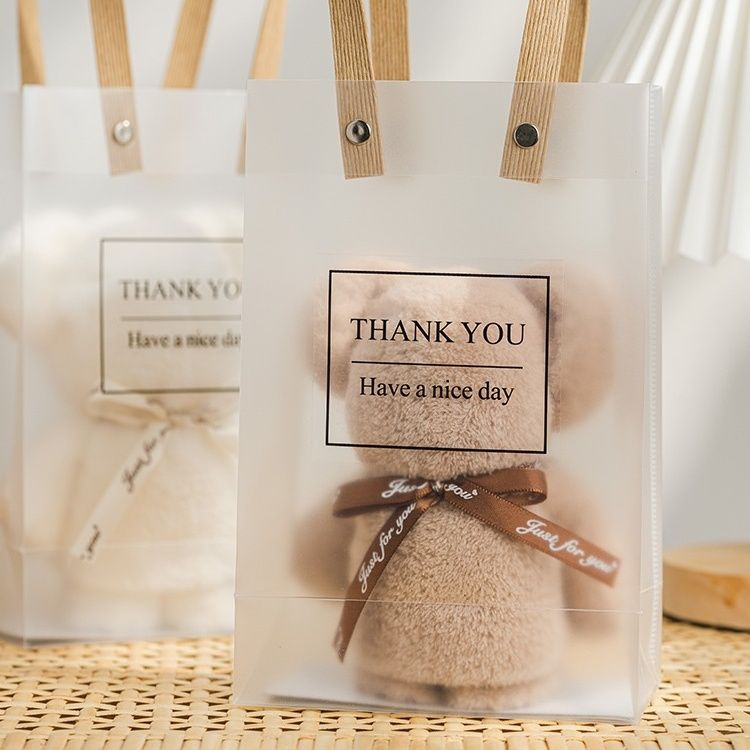 Q965 Khăn Mặt Xếp Thành Gấu Teddy Siêu Dễ Thương, kèm ruy băng và Tag Thank you đính kèm