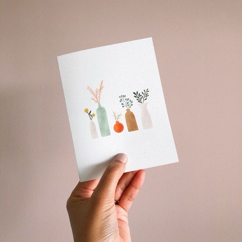 Thiệp vẽ tay bằng màu nước Classy trên nền giấy art Lan Vi 210GSM, kích thước đi kèm với phong bì của CLASSY STUDIO