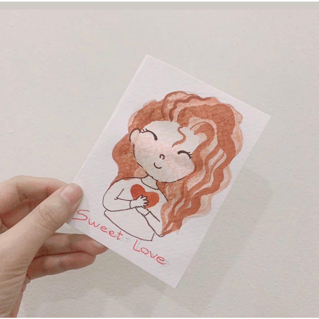 Thiệp vẽ tay bằng màu nước Classy trên nền giấy art Lan Vi 210GSM, kích thước đi kèm với phong bì của CLASSY STUDIO