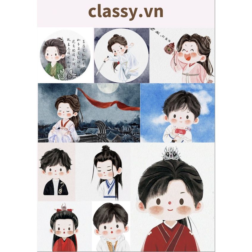 Size lớn - 10 miếng mỗi miếng 3-5cm, Hình dán, sticker trang trí Classy , dán laptop, điện thoại, sổ, bình nước PK1727