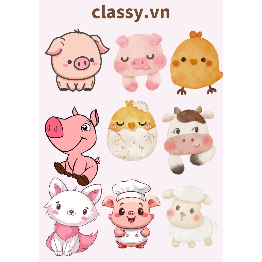 Size lớn - 10 miếng mỗi miếng 3-5cm, Hình dán, sticker trang trí Classy , dán laptop, điện thoại, sổ, bình nước PK1727
