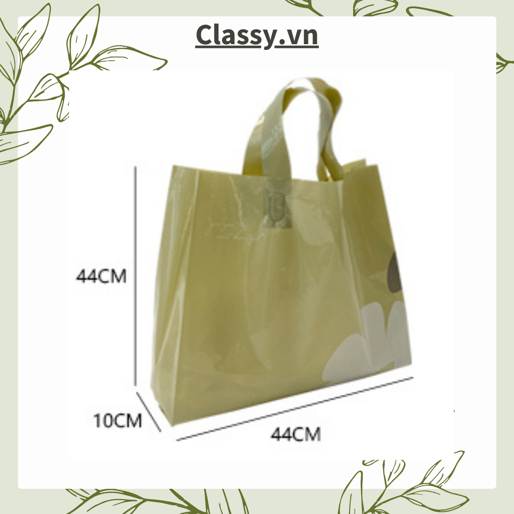  Classy Túi quai xách nhựa hoa trà chất lượng, đi shopping, làm quà tặng T1482 