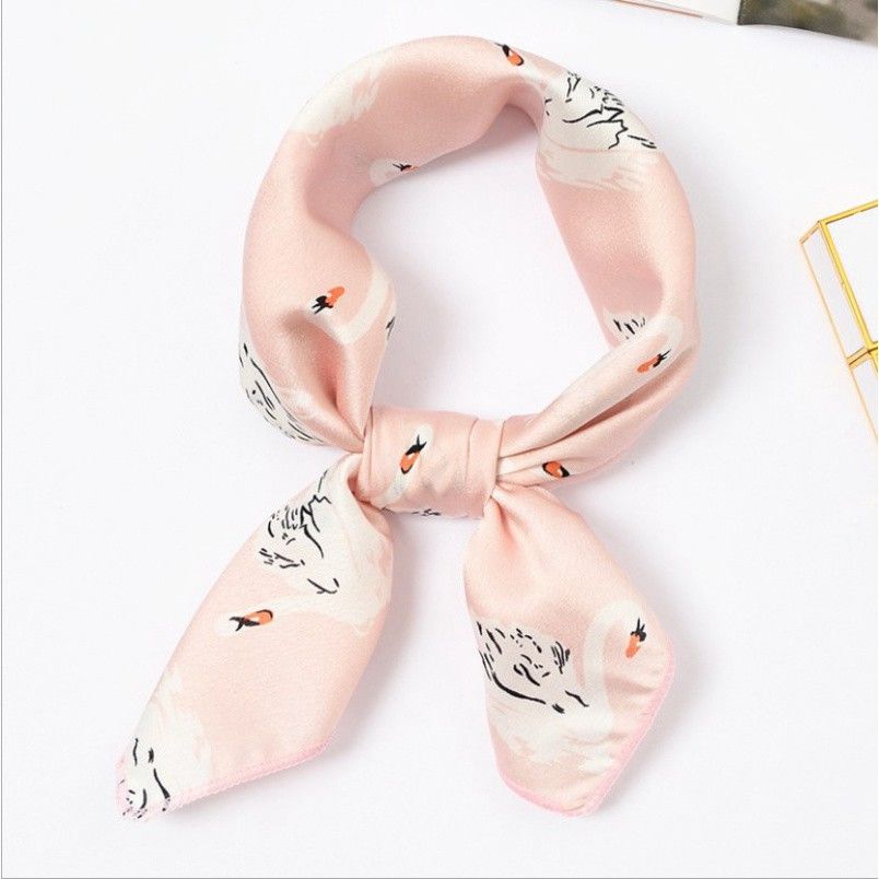 Khăn lụa vuông đi kèm túi cói 50X55cm turban bandana thời trang hàn quốc nhiều kiểu đẹp; phong cách vintage P420