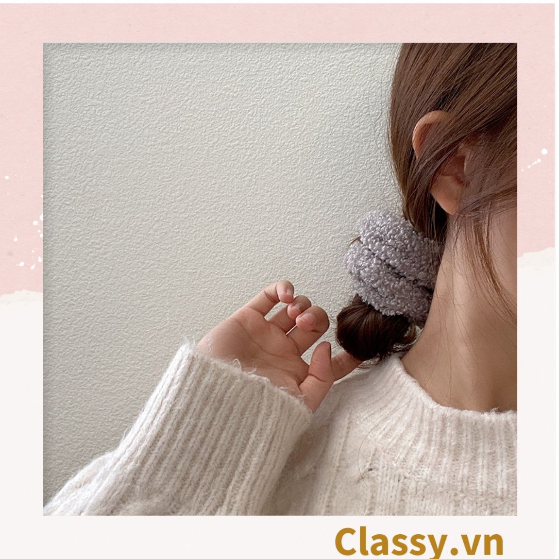  Dây cột tóc vải Scrunchies lông cừu PK219 