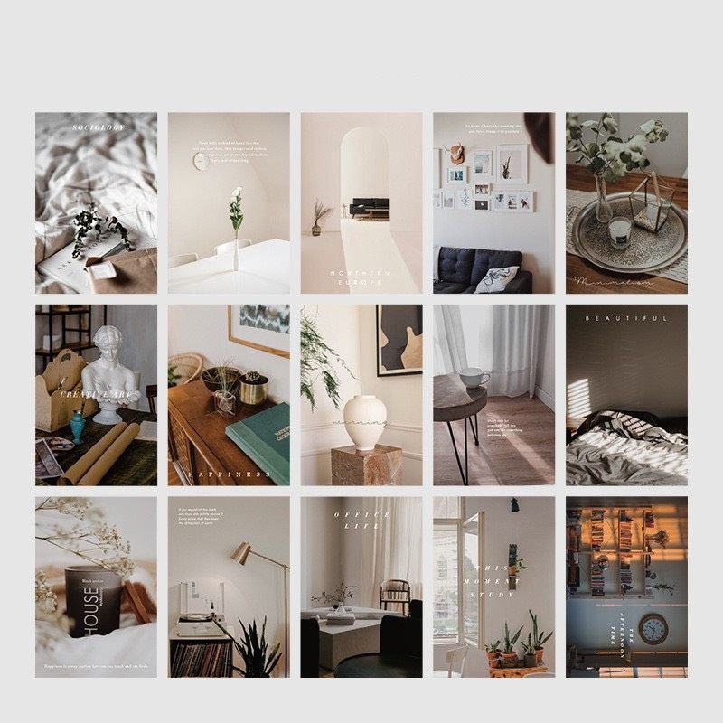 Set nhiều Thẻ ảnh, postcard Classy làm từ bìa cứng phong cách trang trí nhật ký/sách ảnh, dán tường, làm tranh Q1746