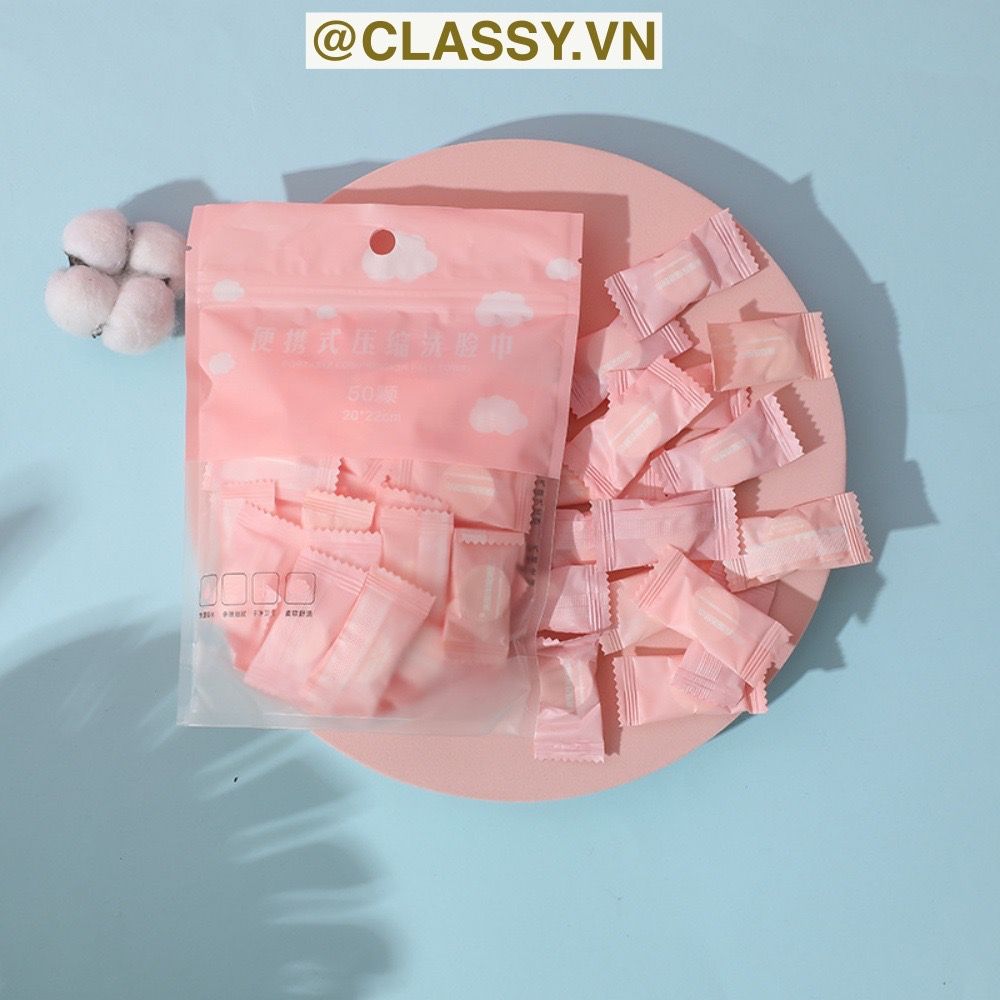 Combo 50 chiếc PK952 Khăn giấy nén, mặt nạ nén chất liệu Cotton, bỏ túi du lịch tiện lợi THE MASK
