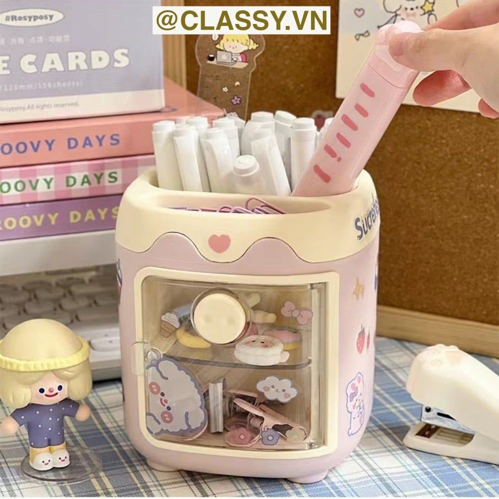 Hộp đựng bút để bàn, kệ đựng đồ trang điểm, phụ kiện, decor bàn làm việc PK1335