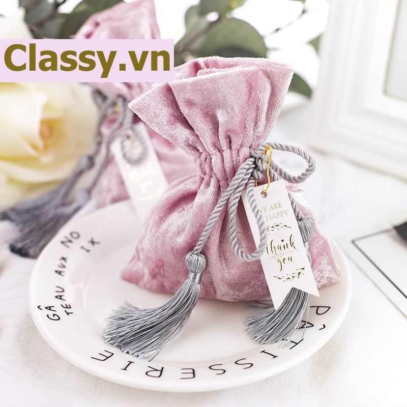Túi nhung dây rút xinh xắn dùng đựng quà tặng màu sắc hoàng gia sang trọng T285