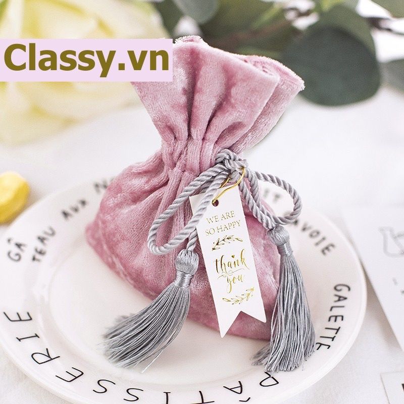Túi nhung dây rút xinh xắn dùng đựng quà tặng màu sắc hoàng gia sang trọng T285