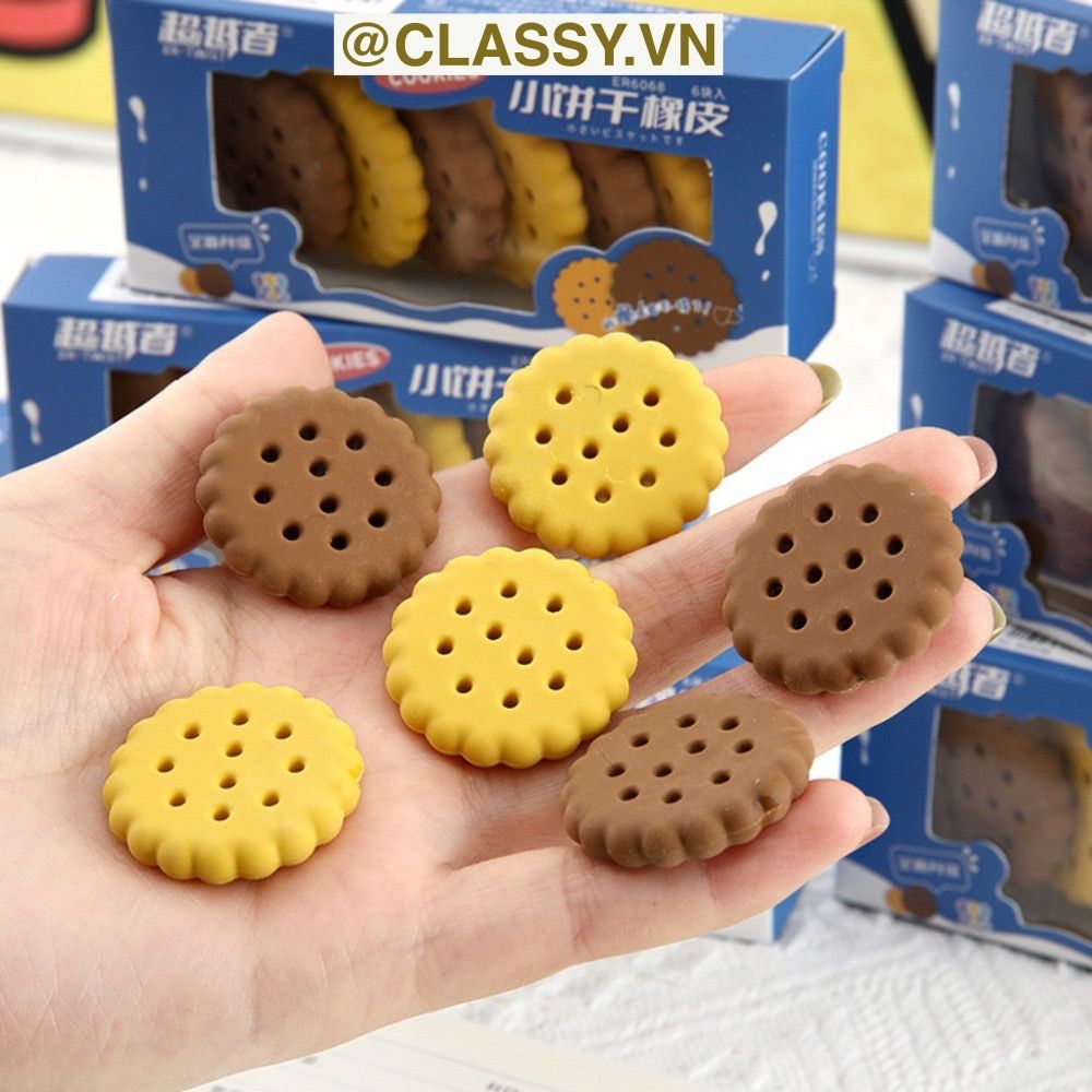 Gôm tẩy hình bánh quy đựng trong mô hình hộp bánh đáng yêu PK1146