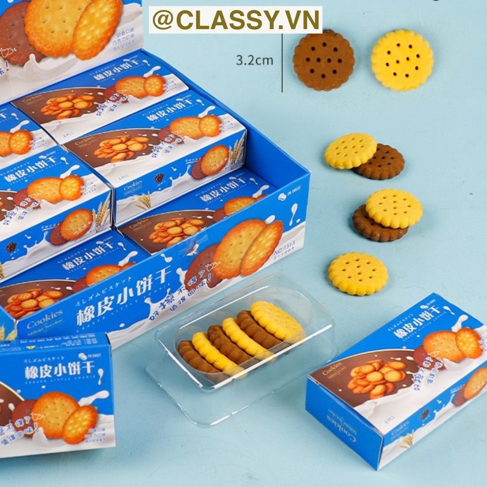 Gôm tẩy hình bánh quy đựng trong mô hình hộp bánh đáng yêu PK1146