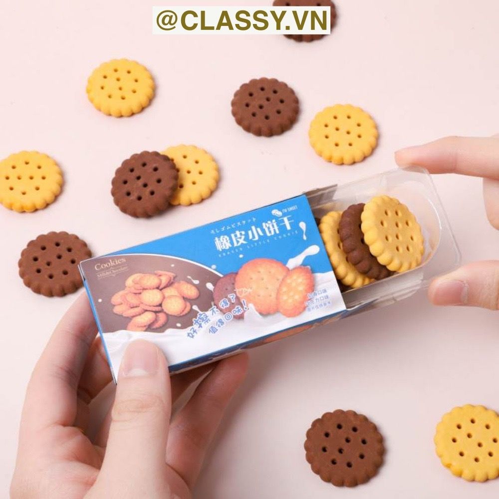Gôm tẩy hình bánh quy đựng trong mô hình hộp bánh đáng yêu PK1146