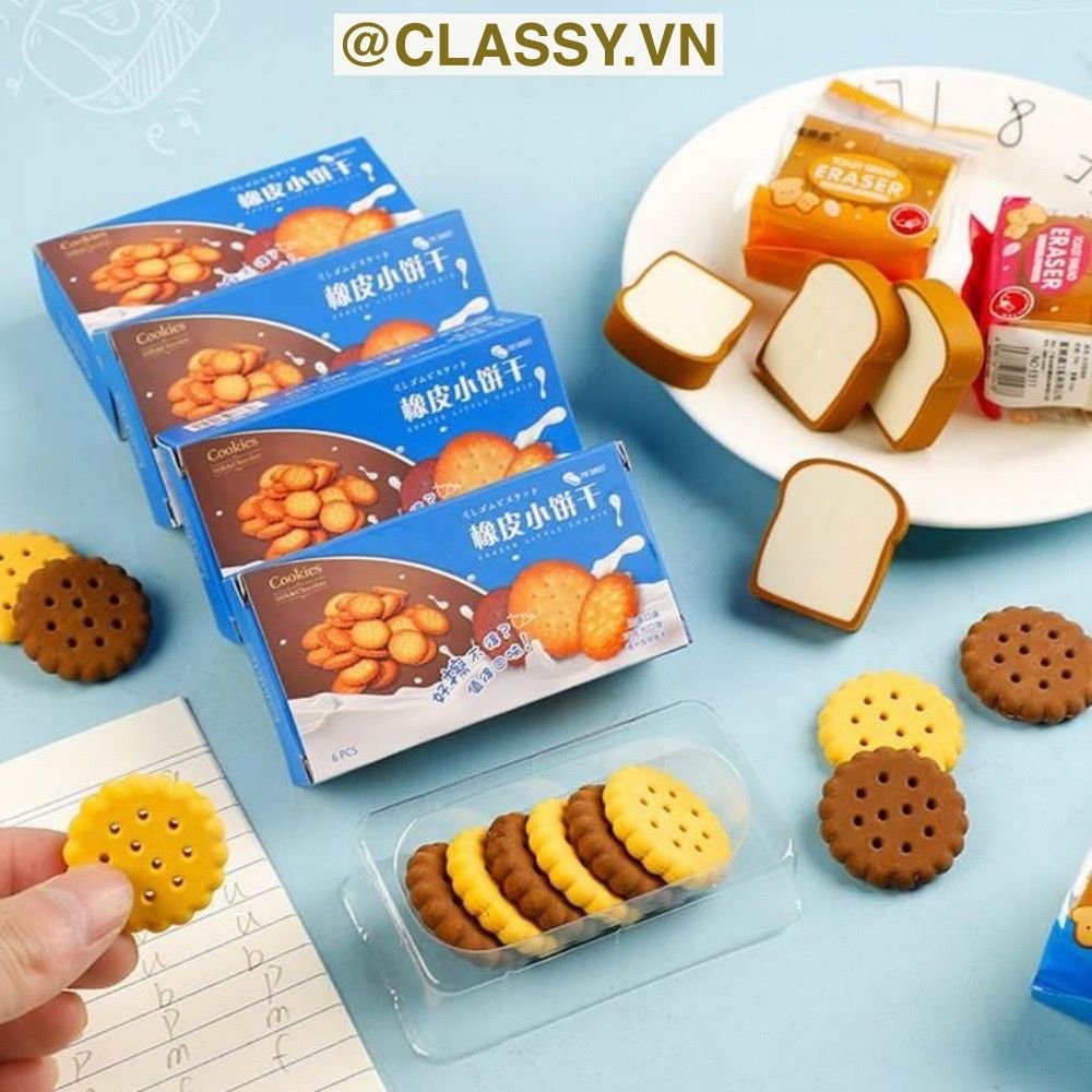 Gôm tẩy hình bánh quy đựng trong mô hình hộp bánh đáng yêu PK1146