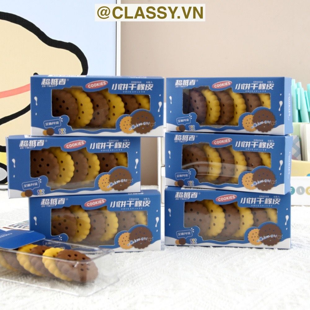 Gôm tẩy hình bánh quy đựng trong mô hình hộp bánh đáng yêu PK1146