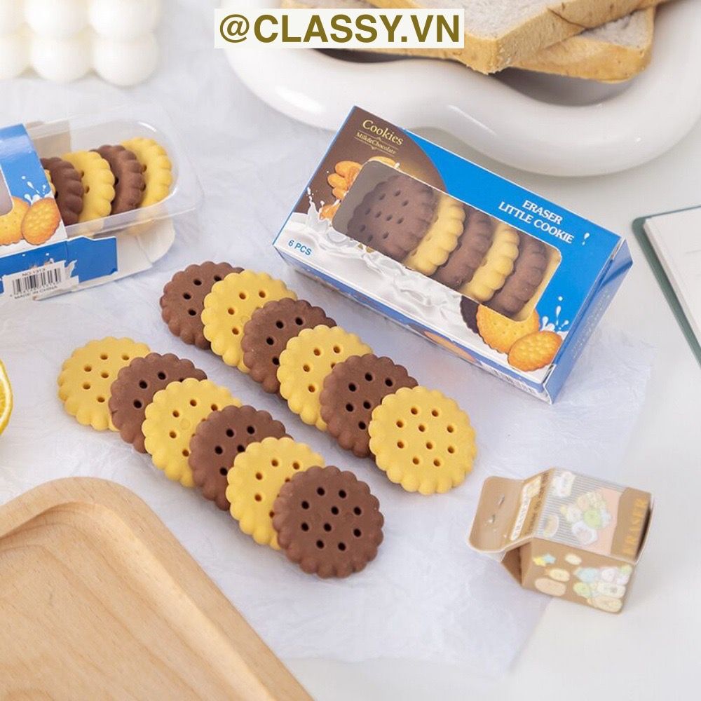 Gôm tẩy hình bánh quy đựng trong mô hình hộp bánh đáng yêu PK1146