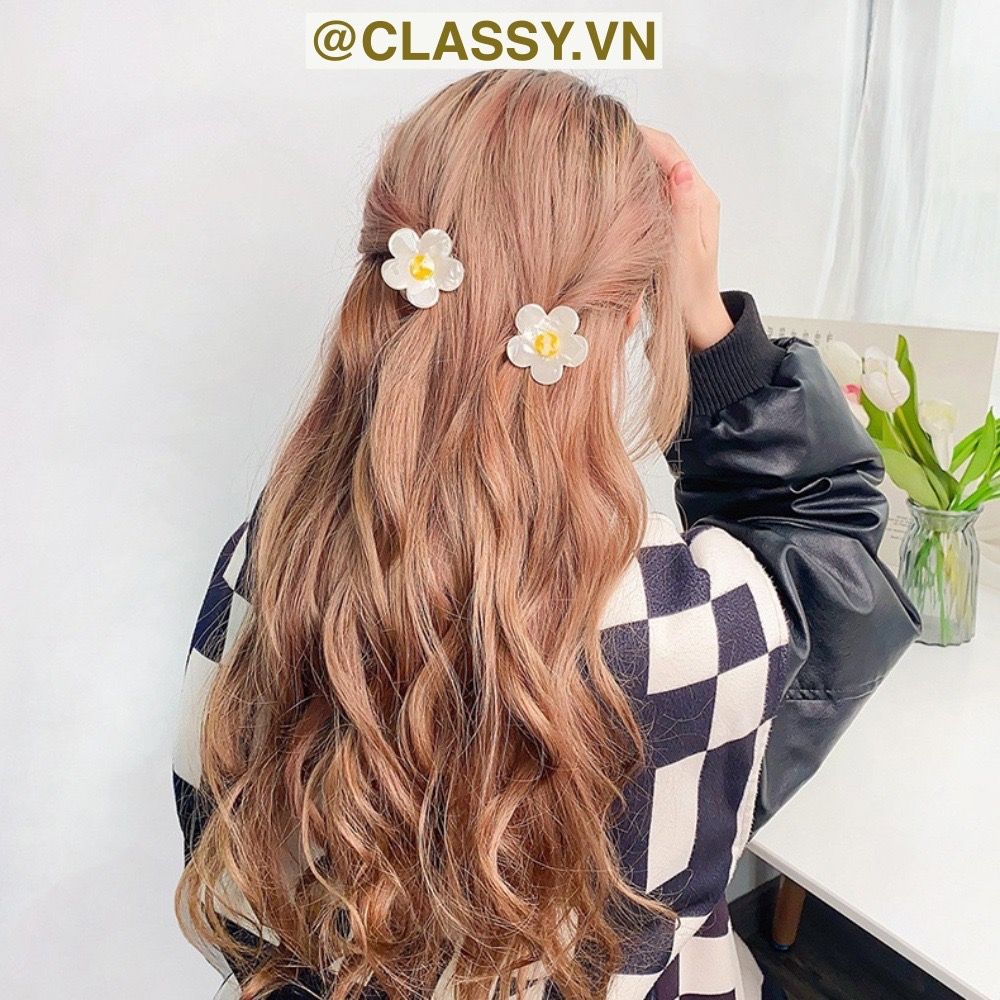 Classy Kẹp tóc mái kích thước 3.8cm, bông hoa nhỏ phụ kiện tóc dễ thương PK1586