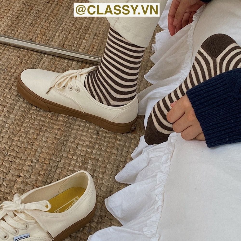 Classy Tất cổ cao, vớ cổ cao sọc nhỏ nhiều màu cho bạn lựa chọn G1348