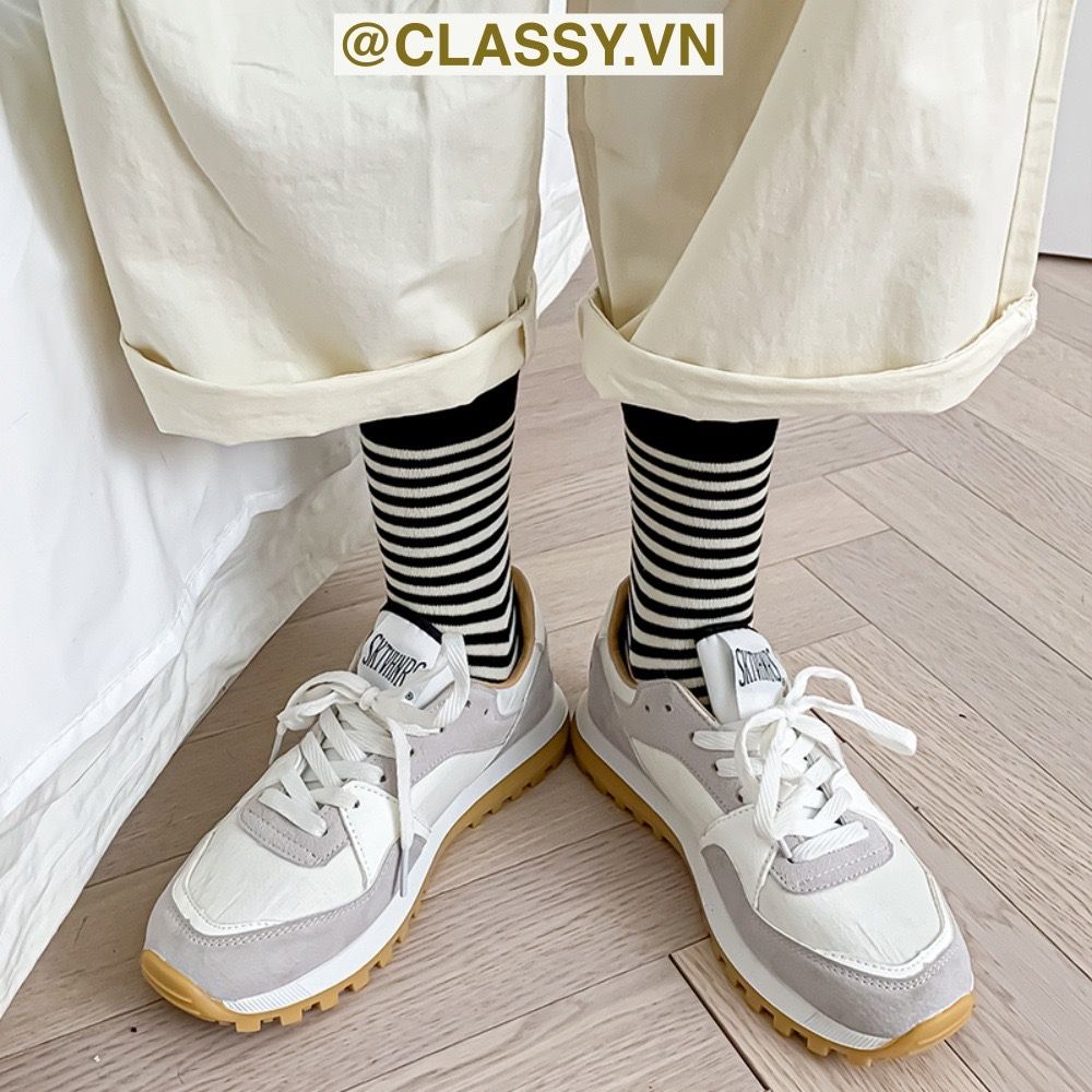 Classy Tất cổ cao, vớ cổ cao sọc nhỏ nhiều màu cho bạn lựa chọn G1348