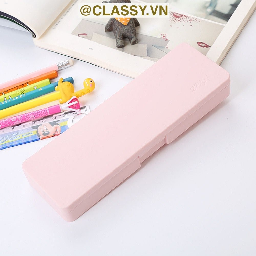 PK725 Hộp đựng bút chất liệu nhựa màu pastel đính họa tiết hoạt hình ngộ nghĩnh xinh xẻo