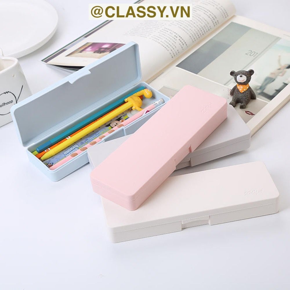 PK725 Hộp đựng bút chất liệu nhựa màu pastel đính họa tiết hoạt hình ngộ nghĩnh xinh xẻo