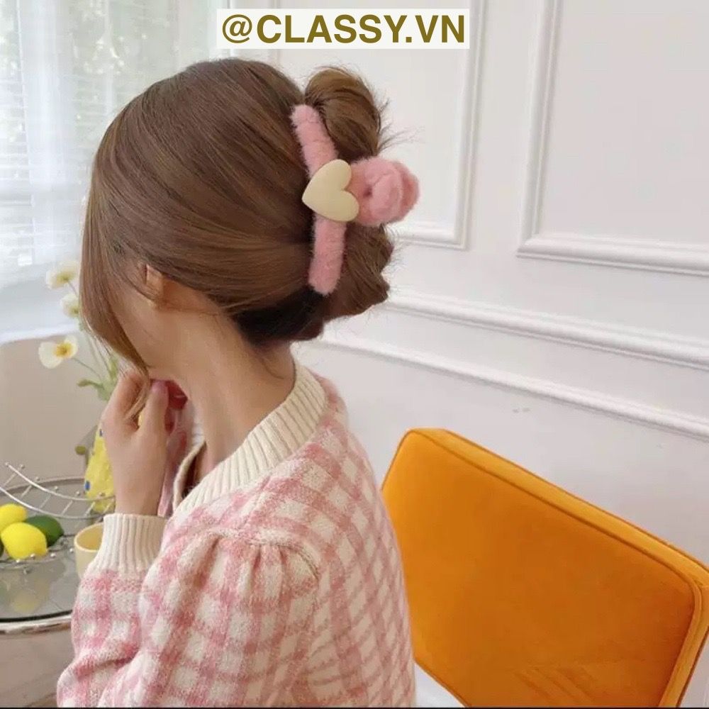 Kẹp tóc nữ càng cua bằng lông đính hạt nhân tạo họa tiết họat hình kiểu dáng hàn quốc hot trend PK781