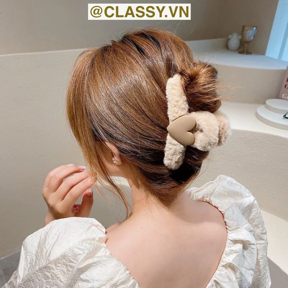 Kẹp tóc nữ càng cua bằng lông đính hạt nhân tạo họa tiết họat hình kiểu dáng hàn quốc hot trend PK781