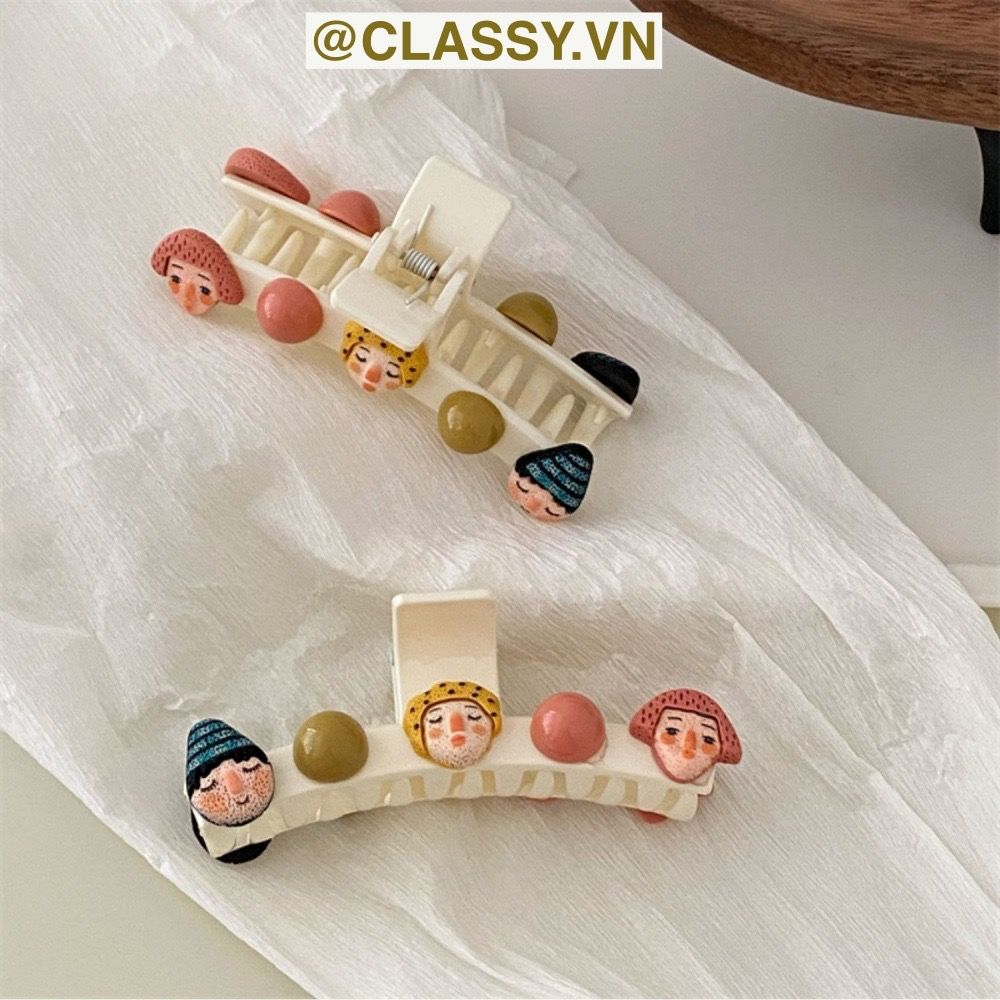 PK912 Kẹp tóc mỏ vịt cột tóc kẹp gắp họa tiết sơn dầu hoạt hình cute nghịch ngợm