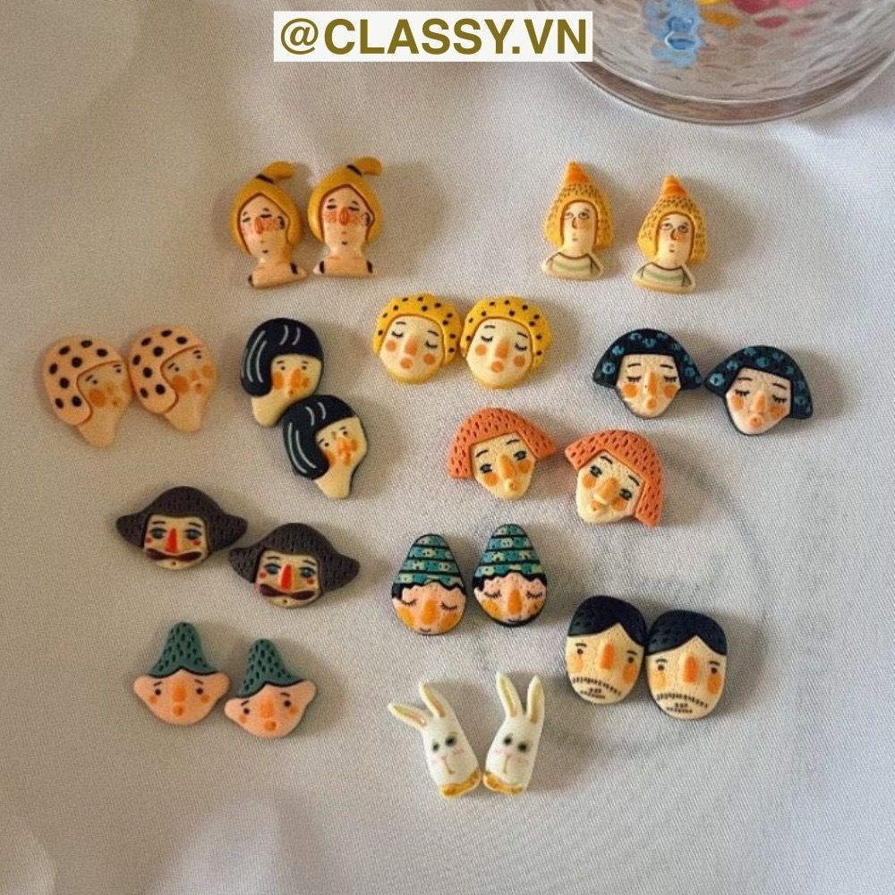 PK912 Kẹp tóc mỏ vịt cột tóc kẹp gắp họa tiết sơn dầu hoạt hình cute nghịch ngợm