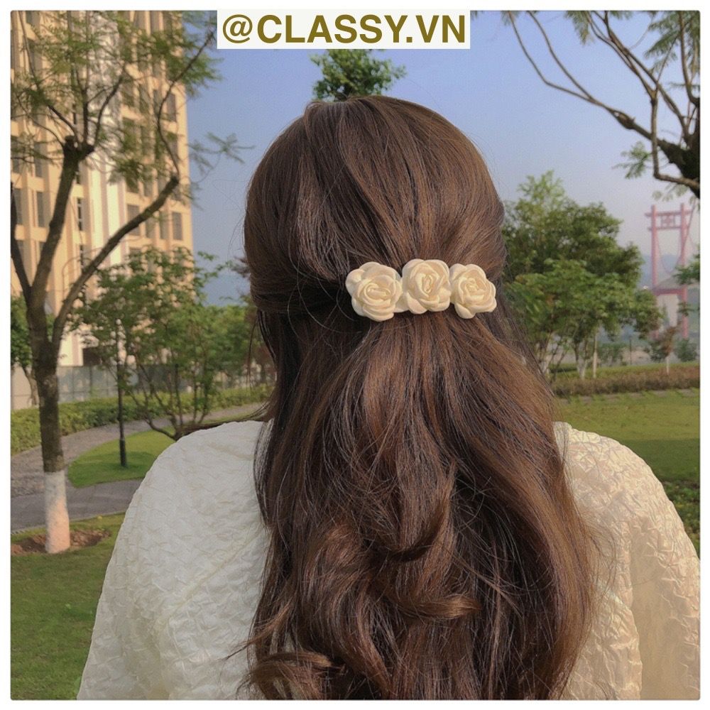Classy Kẹp tóc mái đính hoa bảng lớn nhiều màu phong cách hàn quốc PK1630