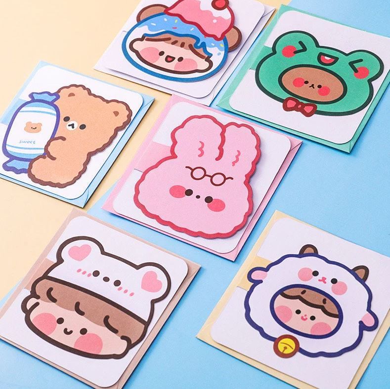 Q941 Thiệp cute Kích thước 9.3 CM|chúc mừng 20-11, Sinh Nhật, Lễ lạt, Cảm Ơn , Tình Yêu in hình hoạt hình