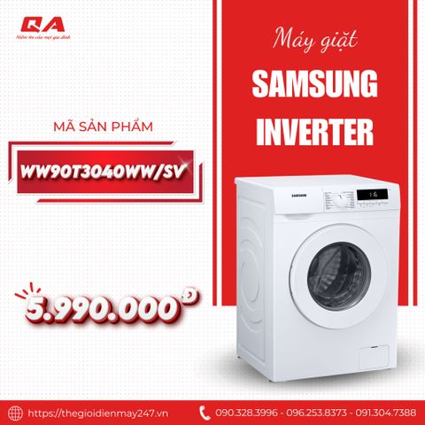 Máy giặt Samsung Inverter 9kg WW90T3040WW/SV lồng ngang
