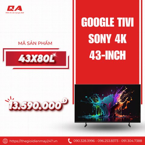 Google Tivi Sony 4K 43 inch 43X80L (KD-43X80L)