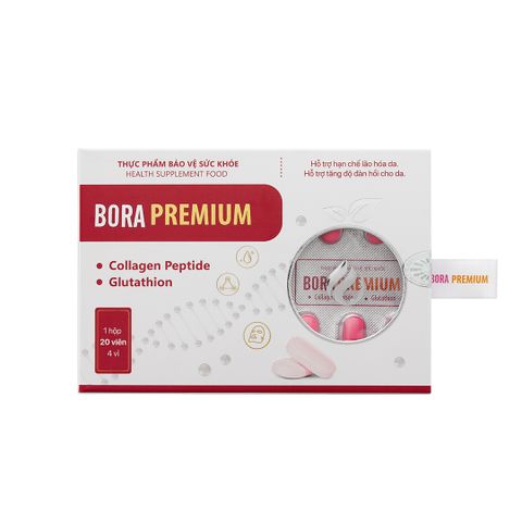 Viên nén trắng da giúp trẻ hóa và sáng mịn làn da Bora Premium - Hộp 20 viên