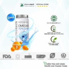 Dầu cá biển sâu cung cấp DHA cho trẻ và phụ nữ có thai Pharmatech 70% DHA Omega 3 - Lọ 68 viên