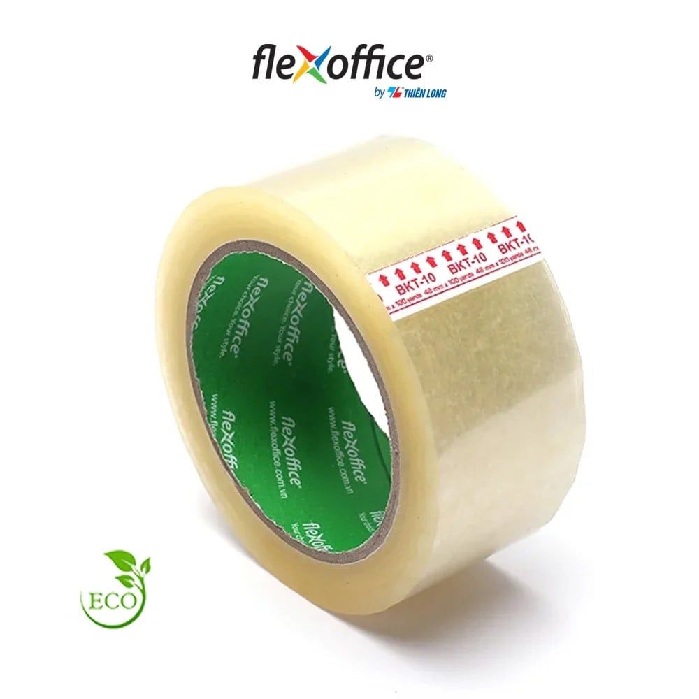 Băng keo trong chất liệu BOPP Flexoffice FO-BKT 10 siêu bền dai, siêu dính và khả năng đàn hồi tốt bề rộng 48mm