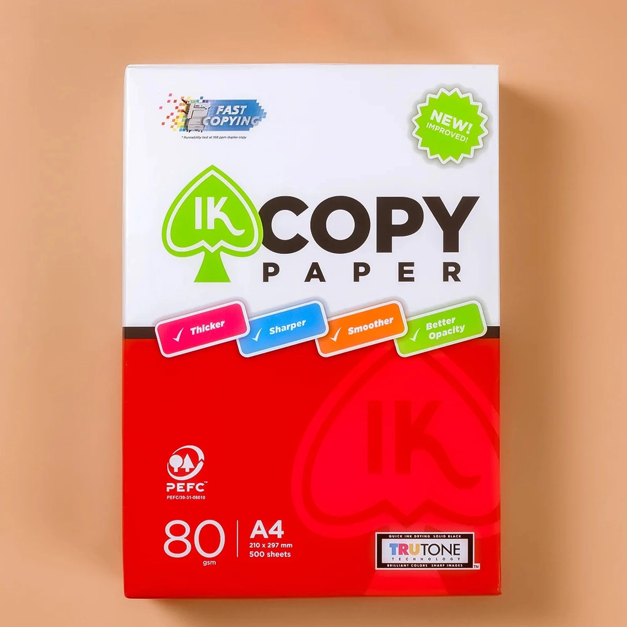 Giấy in, giấy photo A4 80 gsm IK Copy (1 ream 500 tờ) hàng nhập khẩu Indonesia, độ dày cao, đều màu không gợn sóng, không xơ xước và không tách lớp
