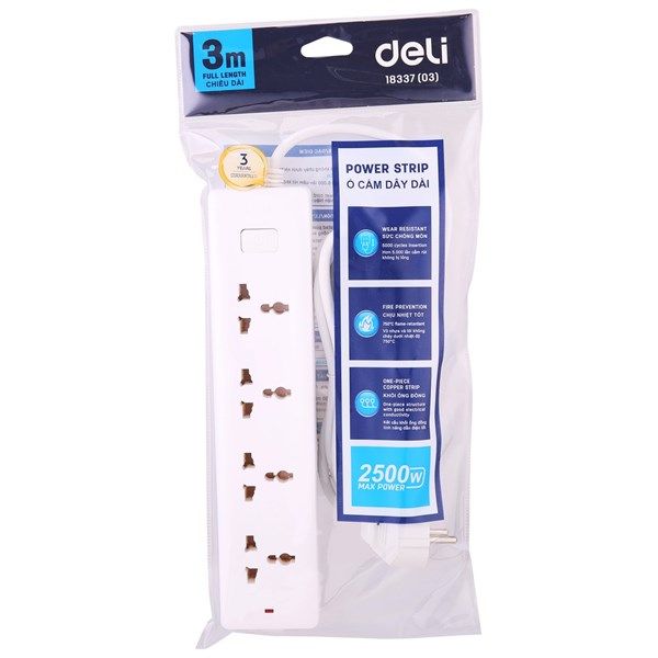 Ổ cắm điện Deli 4 ổ cắm E18337