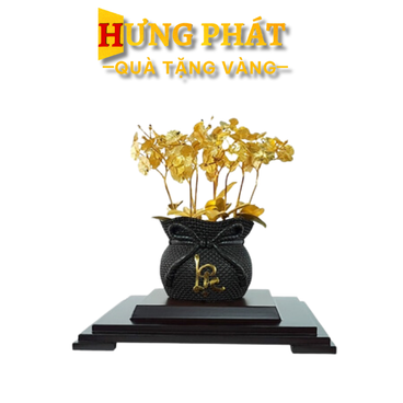 Chậu Lan 11 Cành Dát Vàng 24K