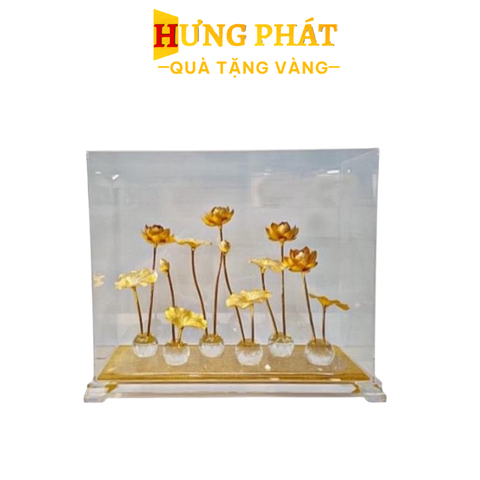 Hồ Sen 6 Nhánh Dát Vàng 24K