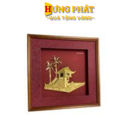 Tranh Chùa Một Cột Dát Vàng 24K