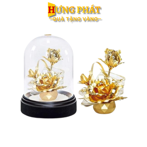 Tượng Hoa Hồng Dát Vàng 24K