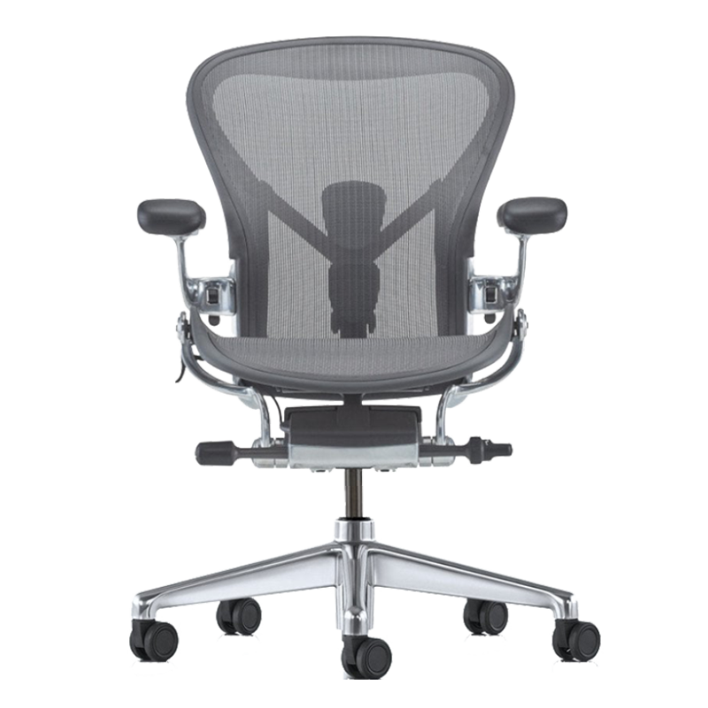  Ghế công thái học Herman Miller Aeron chân nhôm - Xám 